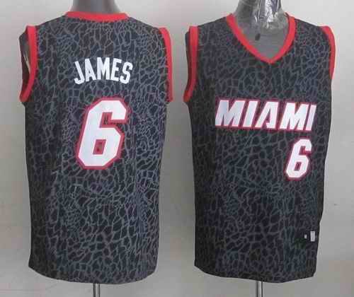 Heat #6 LeBron James Black Crazy Light Stitched NBA Jersey