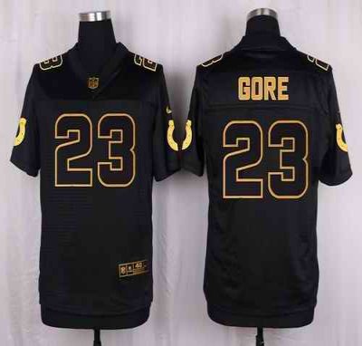 Nike Colts #23 Frank Gore Black Men's Stitched NFL Elite Pro Line Gold Collection Jersey