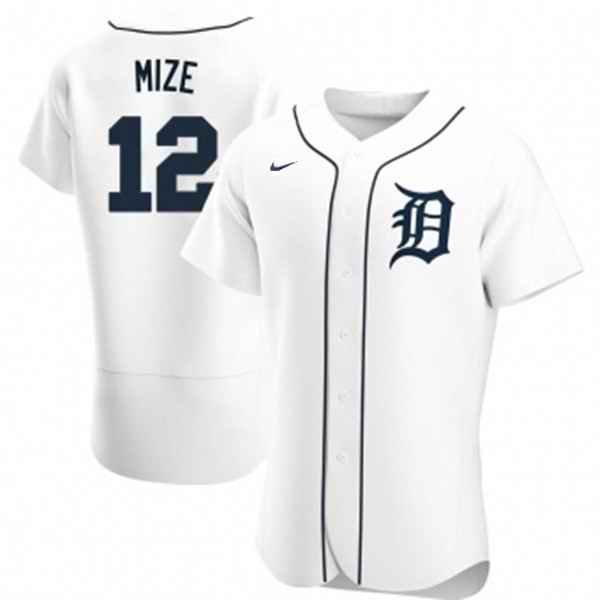 Men's Detroit Tigers #12 Casey Mize White Flex Base Stitched Jersey