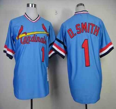 Mitchell And Ness 1982 Cardinals #1 Ozzie Smith Blue Stitched MLB Throwback Jersey