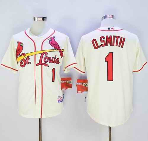 Cardinals #1 Ozzie Smith Cream Cool Base Stitched MLB Jersey