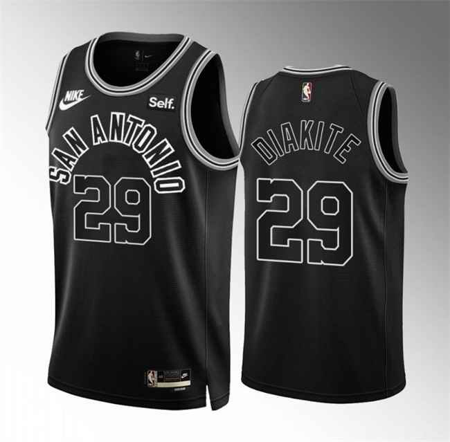 Men's San Antonio Spurs #29 Mamadi Diakite Black Icon Edition Stitched Basketball Jersey