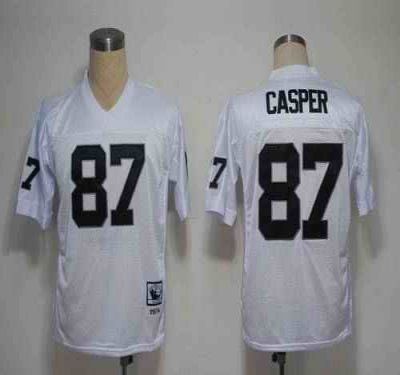 Mitchell And Ness Raiders #87 Dave Casper White Throwback Stitched NFL Jersey