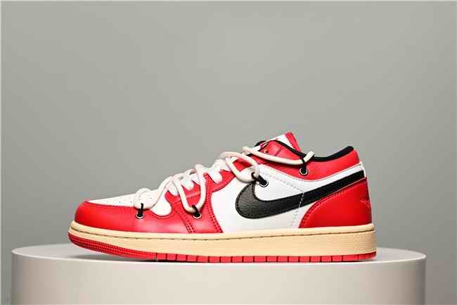 Men's Running Weapon Air Jordan 1 Low Red/White Shoes 0515