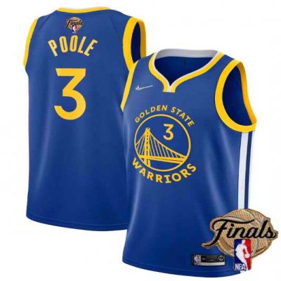 Men's Golden State Warriors #3 Jordan Poole 2022 Royal NBA Finals Stitched Jersey