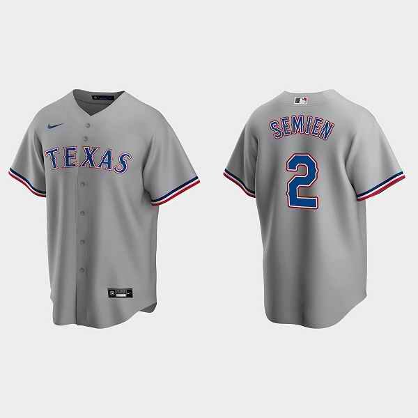 Men's Texas Rangers #2 Marcus Semien Grey Cool Base Stitched Baseball Jersey