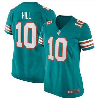 Women's Miami Dolphins #10 Tyreek Hill Aqua Stitched Jersey(Run Small)