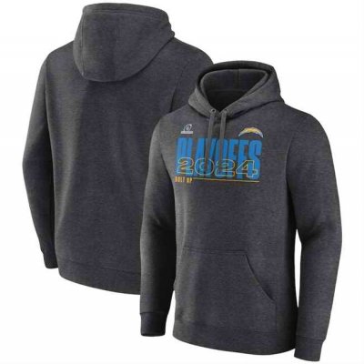 Men's Los Angeles Chargers Charcoal 2024 Playoffs Pullover Hoodie -