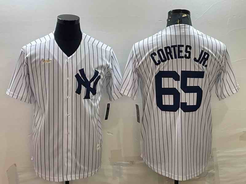 Men's New York Yankees #65 Nestor Cortes Jr. White Cool Base Stitched Jersey