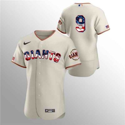 Men's San Francisco Giants #9 Brandon Belt Cream 2020 Stars & Stripes Flex Base Stitched Jersey