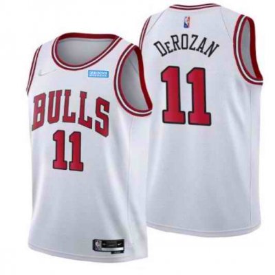 Men's Chicago Bulls #11 DeMar DeRozan 75th Anniversary White Swingman Stitched Basketball Jersey