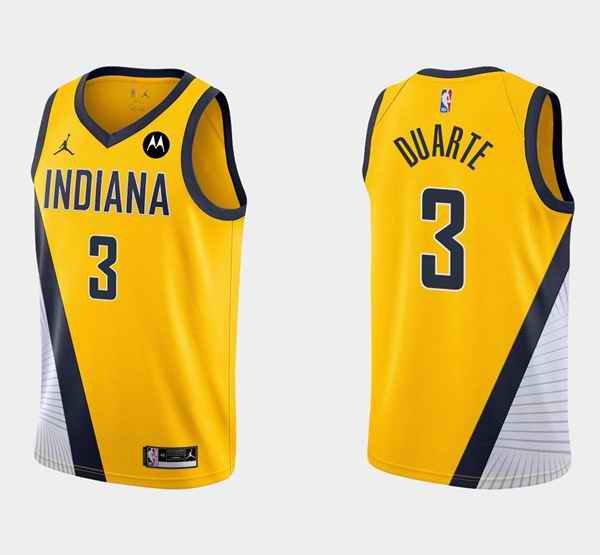 Men's Indiana Pacers #3 Chris Duarte Yellow Swingman Stitched Jersey