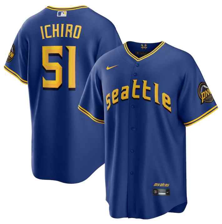 Men's Seattle Mariners #51 Ichiro Suzuki Royal 2023 City Connect Cool Base Stitched Baseball Jersey