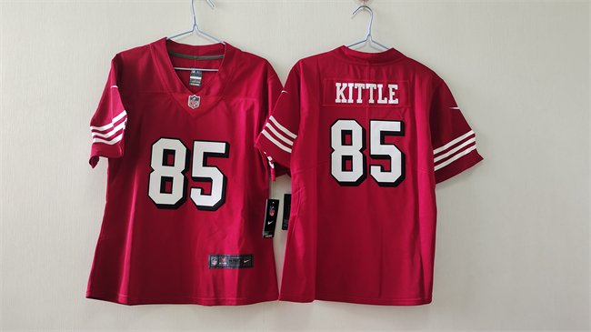 Women's San Francisco 49ers #85 George Kittle Red Vapor Alternate Stitched Jersey(Run Small)