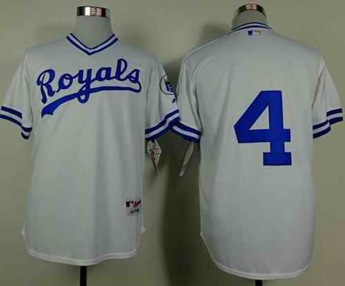 Royals #4 Alex Gordon White 1974 Turn Back The Clock Stitched MLB Jersey