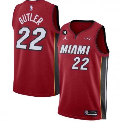 Men's Miami Heat #22 Jimmy Butler Red Statement Edition With NO.6 Patch  Stitched Jersey