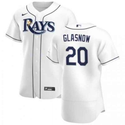 Men's Tampa Bay Rays #20 Tyler Glasnow White Flex Base Stitched Jersey