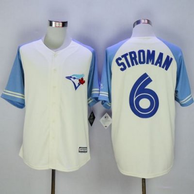 Blue Jays #6 Marcus Stroman Cream/Blue Exclusive New Cool Base Stitched MLB Jersey