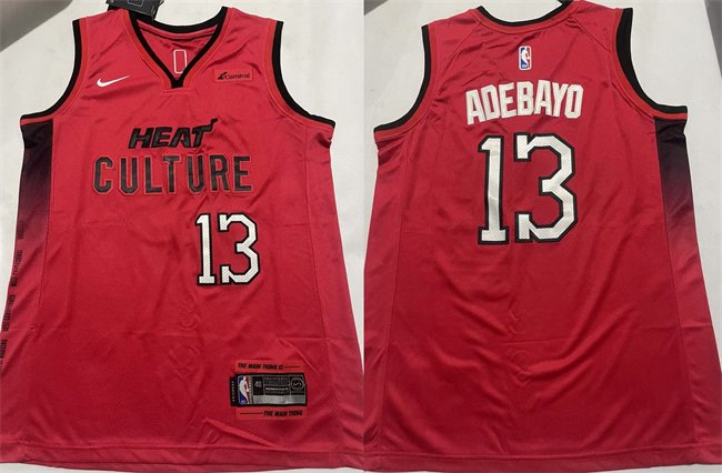 Men's Miami Heat #13 Bam Adebayo Red 2024-25 City Edition Stitched Basketball Jersey