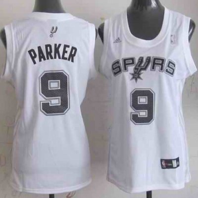 Spurs #9 Tony Parker White Women's Fashion Stitched NBA Jersey