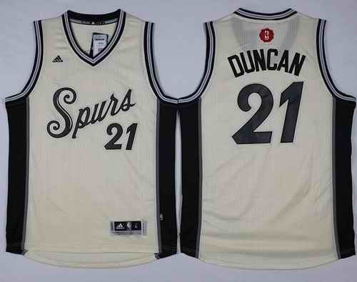 Spurs #21 Tim Duncan Cream 2015-2016 Christmas Day Stitched NBA Jersey