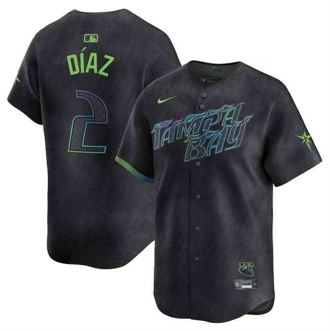 Men's Tampa Bay Rays #2 Yandy D'az Charcoal 2024 City Connect Limited Stitched Baseball Jersey