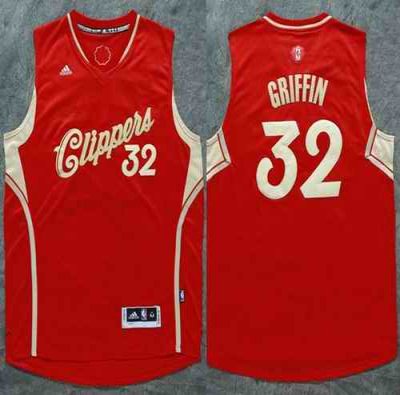 Clippers #32 Blake Griffin Red 2015-2016 Christmas Day Stitched NBA Jersey