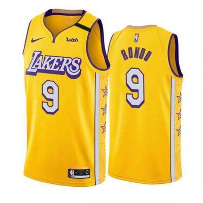 Men's Los Angeles Lakers #9 Rajon Rondo Yellow Stitched Jersey