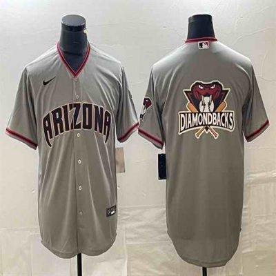 Men's Arizona Diamondbacks Grey Team Big Logo Cool Base Stitched Baseball Jersey