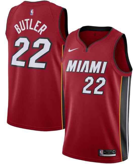 Men's Miami Heat #22 Jimmy Butler Red Statement Edition Swingman Stitched Jersey