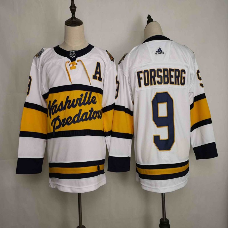 Men's Adidas Nashville Predators #9 Filip Forsberg White Stitched NHL Jersey