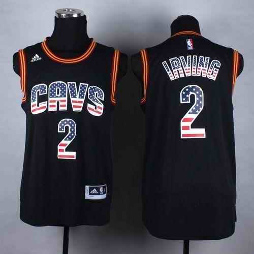 Cavaliers #2 Kyrie Irving Black USA Flag Fashion Stitched NBA Jersey