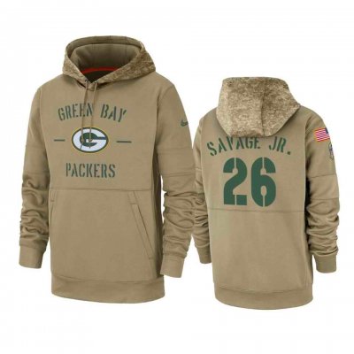 Men's Green Bay Packers #26 Darnell Savage Tan 2019 Salute to Service Sideline Therma Pullover Hoodie