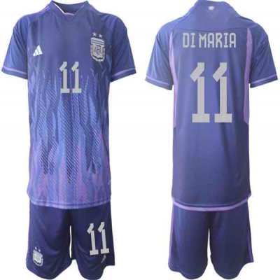 Men's Argentina #11 Di maria Purple 2022 FIFA World Cup Away Soccer Jersey Suit