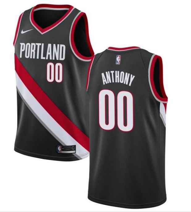 Men's Portland Trail Blazers #00 Carmelo Anthony Black Stitched NBA Jersey