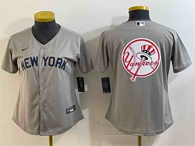 Youth New York Yankees Gray Team Big Logo Cool Base Stitched Baseball Jersey