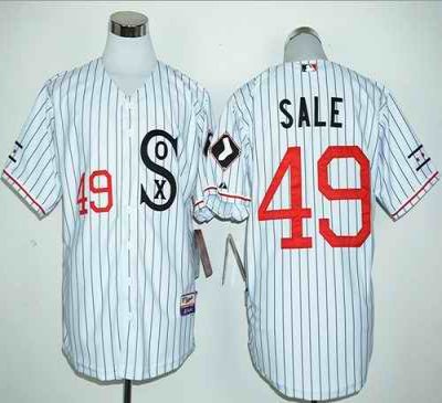 White Sox #49 Chris Sale White(Black Strip) Cooperstown Stitched MLB Jersey