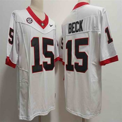 Georgia Bulldogs #15 Carson Beck White Stitched Jersey