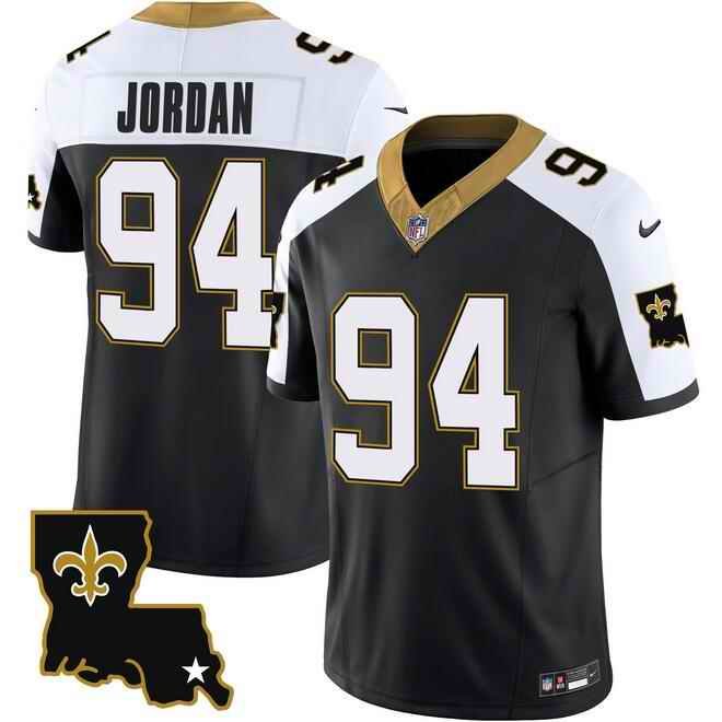 Men's New Orleans Saints #94 Cameron Jordan Black White 2023 F.U.S.E. 1987 Legacy Vapor Stitched Jersey