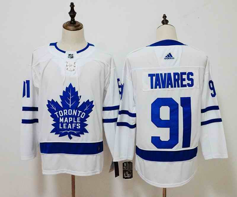 Men's Adidas Toronto Maple Leafs #91 John Tavares White Stitched NHL Jersey