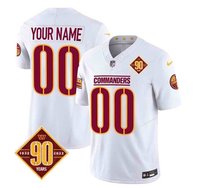 Men's Washington Commanders Active Player Custom White 2023 F.U.S.E. 90th Anniversary  Vapor Limited Stitched Football Jersey