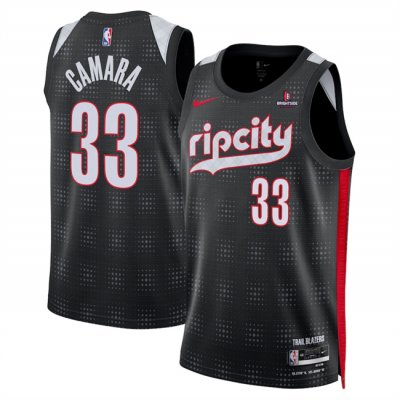 Men's Portland Trail Blazers #33 Toumani Camara Black 2024/25 City Edition Edition Stitched Basketball Jersey