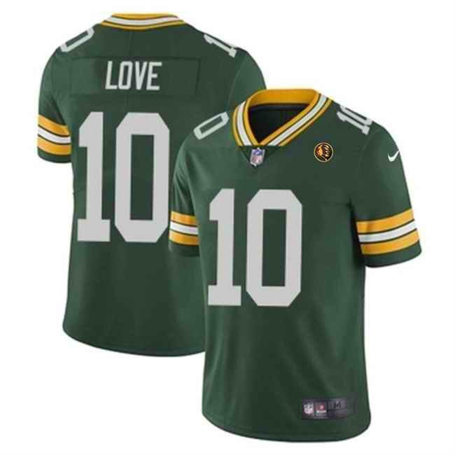 Men's Green Bay Packers #10 Jordan Love Green With John Madden Patch Vapor Limited Stitched Football Jersey