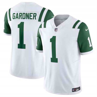 Men's New York Jets #1 Sauce Gardner White Classic Alternate Vapor F.U.S.E. Limited Stitched Football Jersey