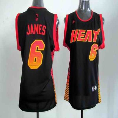 Heat #6 LeBron James Black Women's Vibe Stitched NBA Jersey