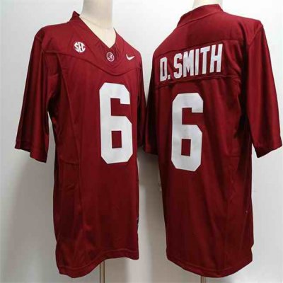 Men's Alabama Crimson Tide #6 DeVonta Smith Red Stitched Jersey