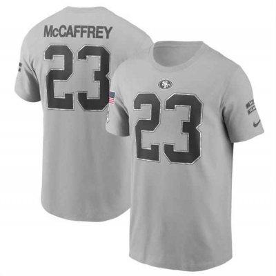 Men's San Francisco 49ers #23 Christian McCaffrey 2024 Gray Salute To Service Name & Number T-Shirt