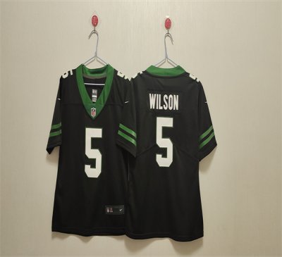 Women's New York Jets #5 Garrett Wilson Black Vapor Stitched Jersey(Run Small)