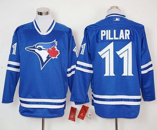 Blue Jays #11 Kevin Pillar Blue Long Sleeve Stitched MLB Jersey