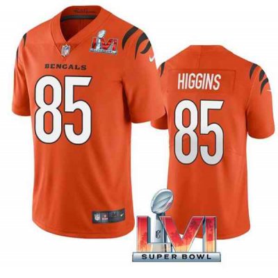 Women's Cincinnati Bengals #85 Tee Higgins 2022 Orange Super Bowl LVI Vapor Limited Stitched Jersey(Run Small)